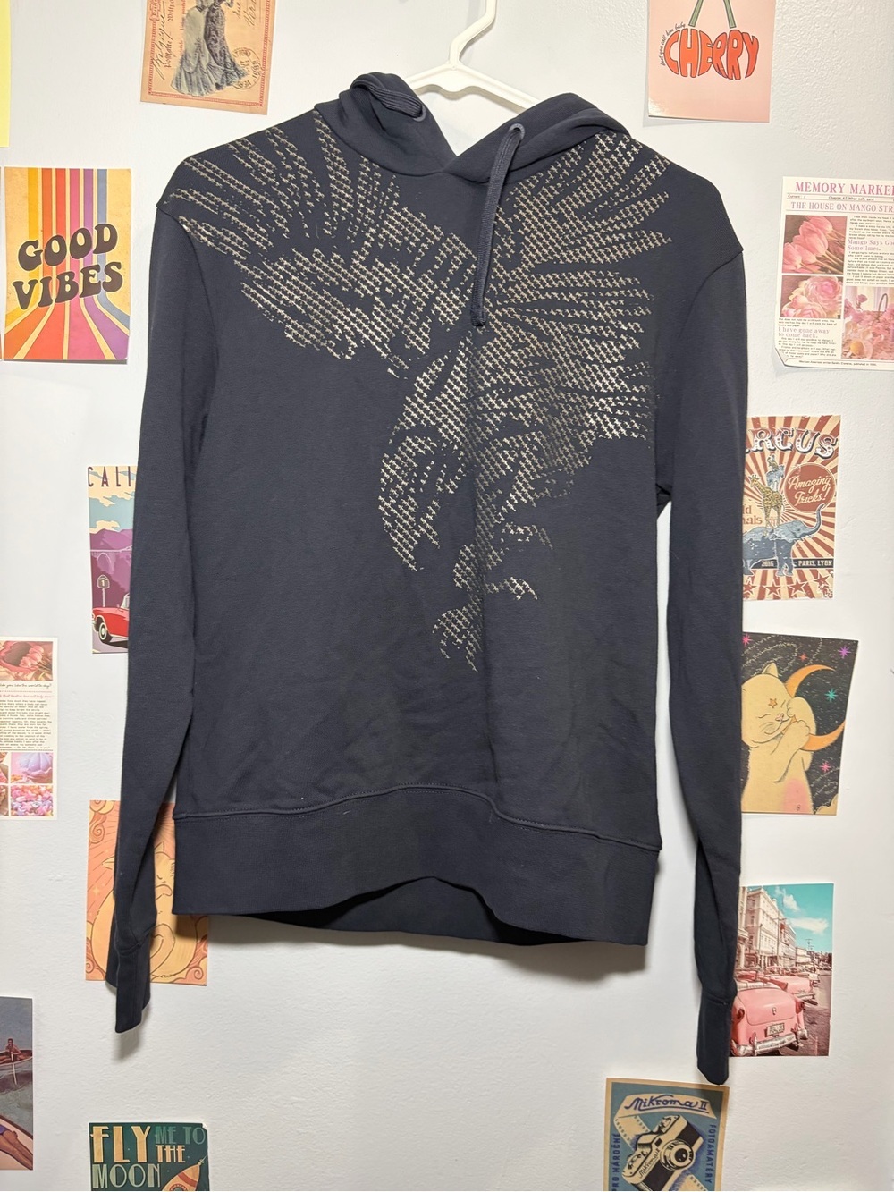 Armani Exchange Black Pullover Hoodie with White A|X Logo